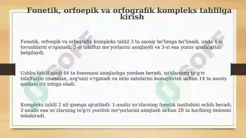 Kompleks fonetik-orfoepik-orfografik tahlil 3