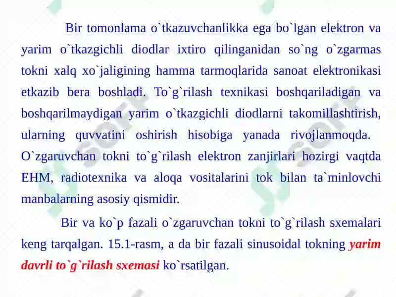O`ZGАRUVCHАN TОKNI TO`G`RILАSH ZАNJIRLАRI 3