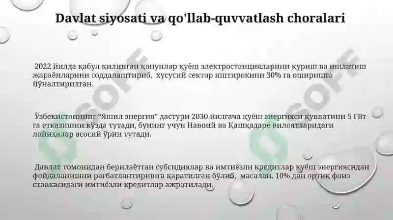 Oʻzbekistonda quyosh energiyasidan foydalanish imkoniyatlari va cheklovlar 3
