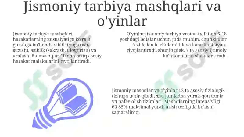 Jismoniy tarbiya mashqlari va o'yinlar 3