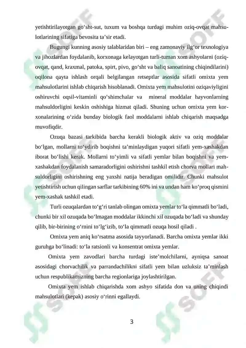 Omixta yem ishlab chiqarish texnologiyasi 3