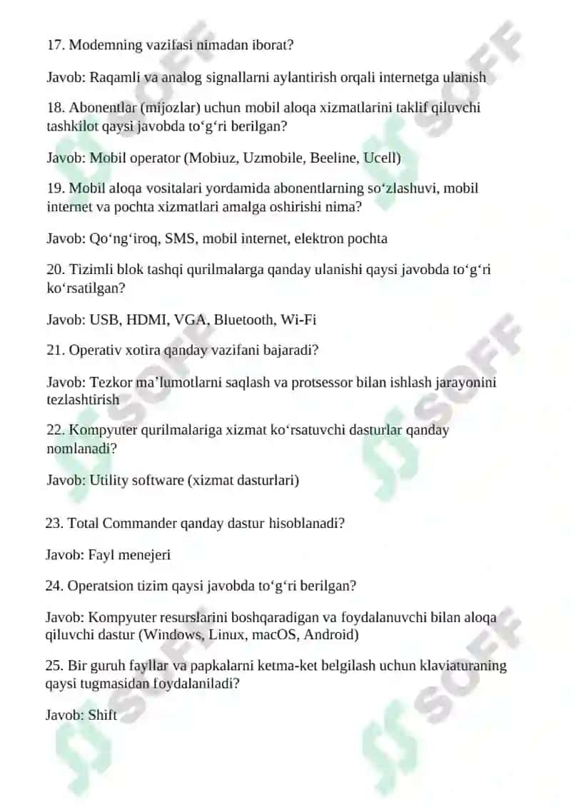 yangisi 2025 ArgosS test savol javobi bilan 3