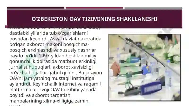 Oʻzbekiston respublikasi ommaviy axborot vositalarining faoliyati 3