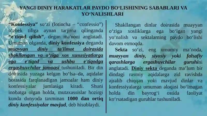 Yangi Din Ta'limoti va Sektalar 3
