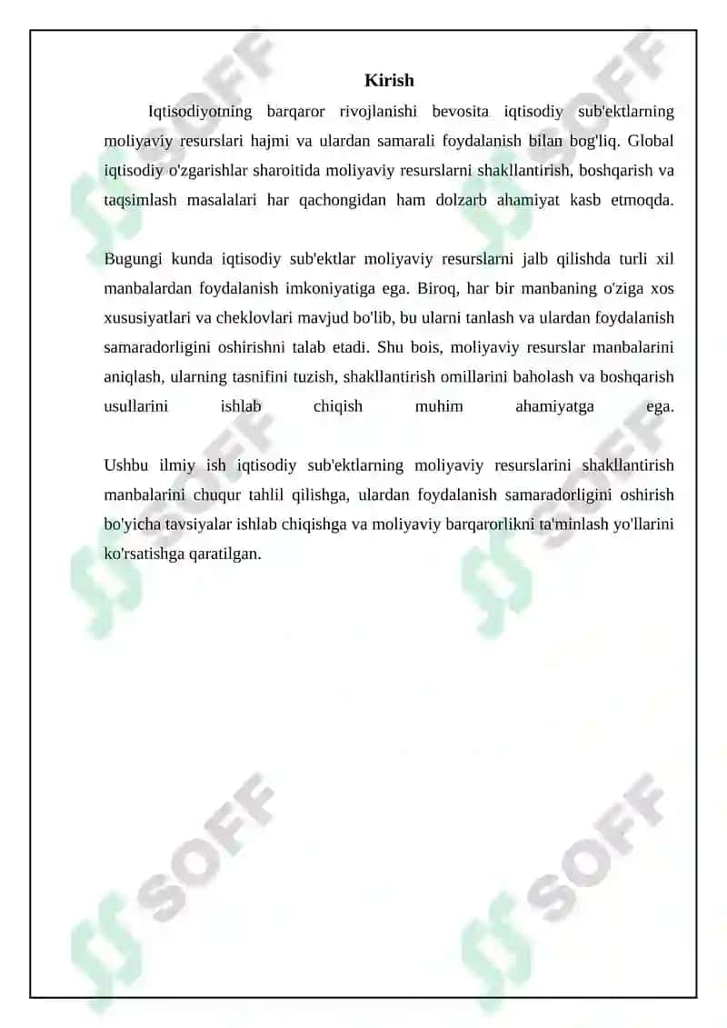 Iqtisodiy sub'ektlarning moliyaviy resurslari: Ta'rif va turlari 3