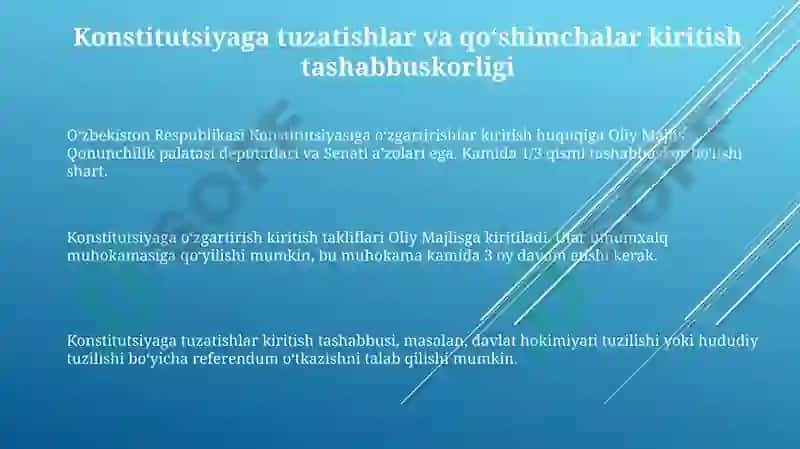 Òzbekiston Respublikasi Konstitutsiyasiga òzgartirish va qòshimchalar kiritish tartibi 3