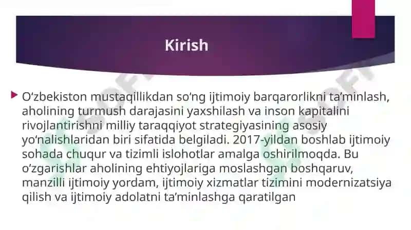 O‘zbekistonda ijtimoiy sohada amalga oshirilayotgan o‘zgarishlar  mazmun va mohiyati 3