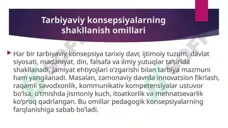 Tarbiyaviy konsepsiyalarni oʻrganish va tahlil yetish 3