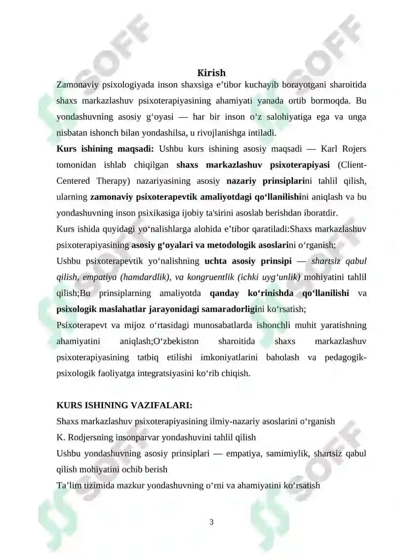 Shaxs markazlashuv psixoterapiyasi prinsiplari va ularning amaliyotdagi o’rni 3
