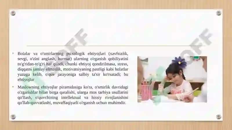 Bolalar va o'smirlarning psixologik va tarbiyaviy ehtiyojlari, ularning o'rganish qobiliyatiga ta'siri 3