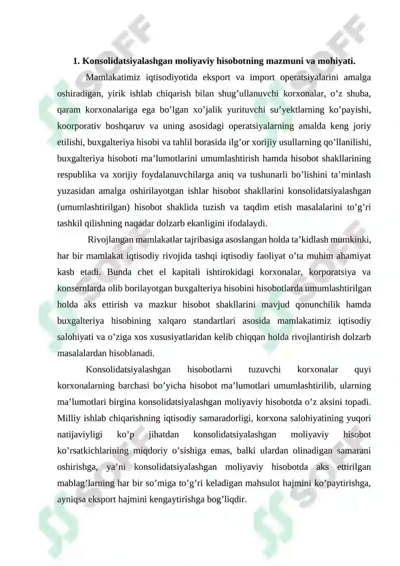 KONSOLIDATSIYALASHGAN MOLIYAVIY HOLAT TOʻGʻRISIDAGI HISOBOT TUZISH VA GUDVIL 3