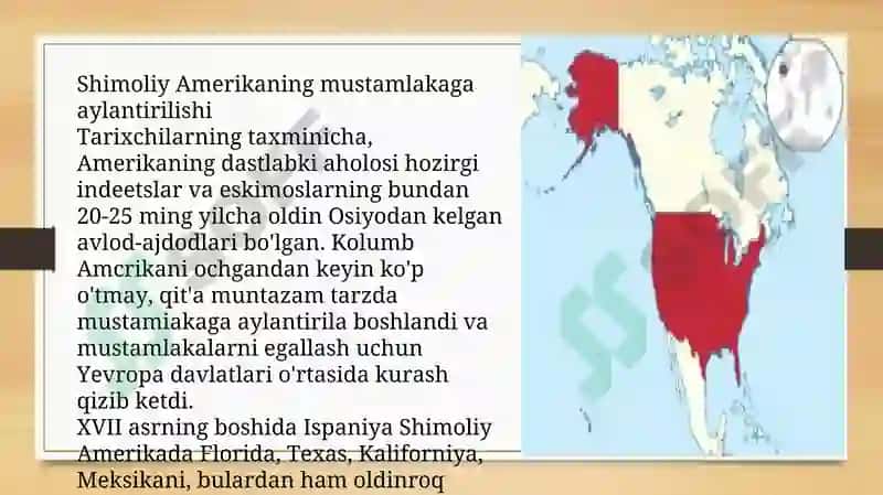 XVII asr o`rtalari va XIX asrlarda AQSH 3