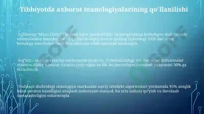 Tibbiyotda masalalarni yechishda axborot texnologiyalari 3