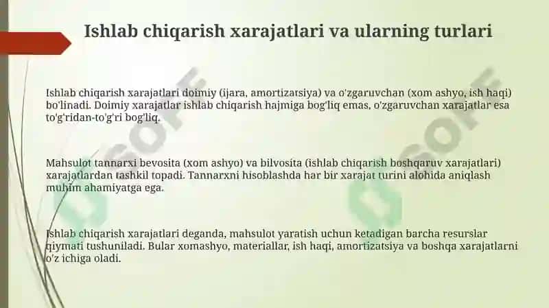 Ishlabchiqarishxarajatlariyolidavarentabelliklarnianiqlashyollari 3