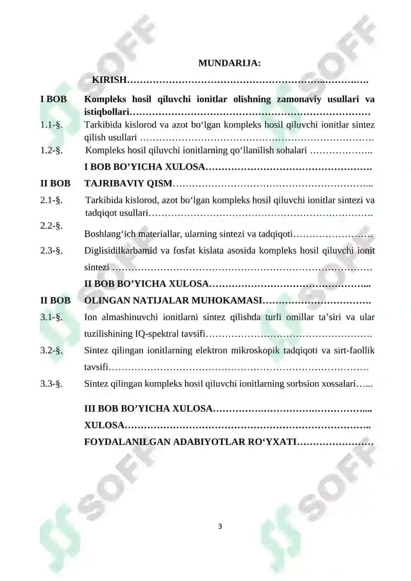 Tarkibida kislarod va azot bo`lgan ionitlar sintizi va ularning tahlili 3
