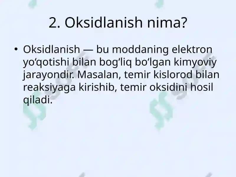 Oksidlanish-qaytarilish reaksiyalarining ahamiyati 3