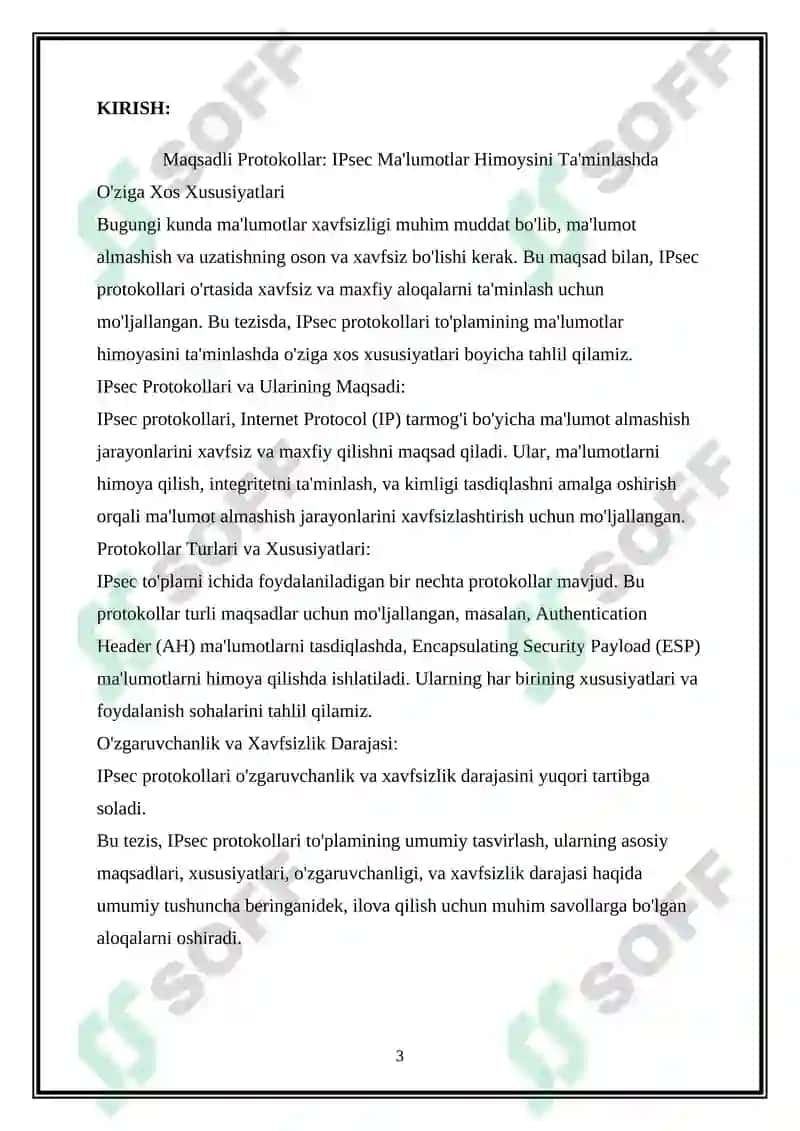 IPSEC MA’LUMOTLAR HIMOYASINI TA’MINLASHDA PROTOKOLLAR TO‘PLAMINING O‘ZIGA XOS XUSUSIYATLARI 3