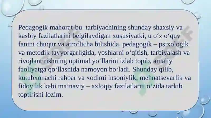 Tarbiyachilik kasbi, tarbiyachilik kasbining ahamiyati,tarbiyachilarga qo’yiladigan talablar 3