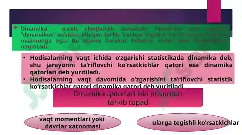 Dinamika va statistika o'rganish usullari 3