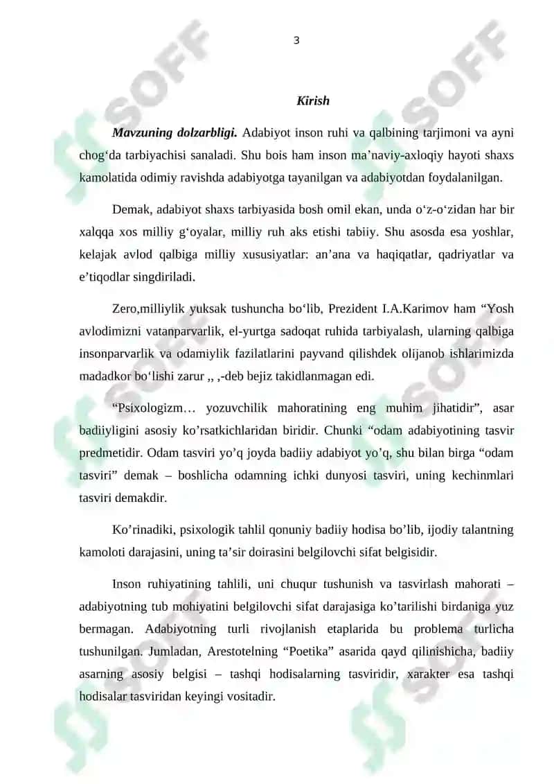 “Hozirgi o’zbek nasrida psixologizm” (Tog’ay Murod nasri misolida) 3
