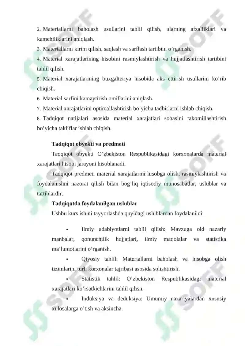 MATERIAL XARAJATLARINING HISOBI 3
