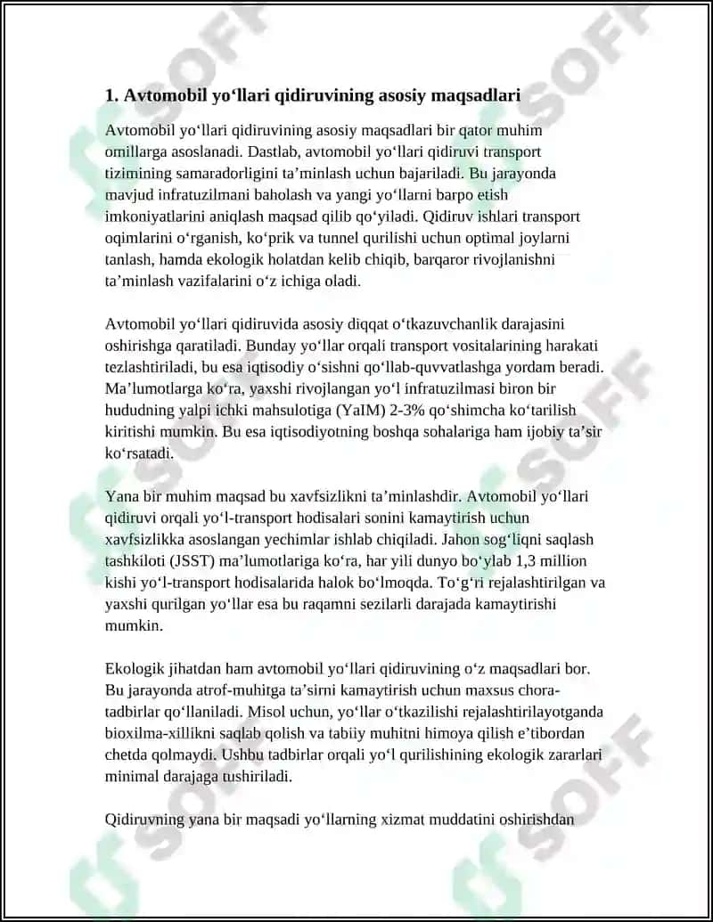 AVTOMOBIL YOʻLLARINI QIDIRUVDA PLAN VA XARITA HAQIDA UMUMIY TUSHUNCHA 3