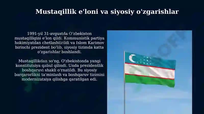 O'ZBEKISTON MUSTAQILLIGI VA IQTISODIY RIVOJLANISH 3