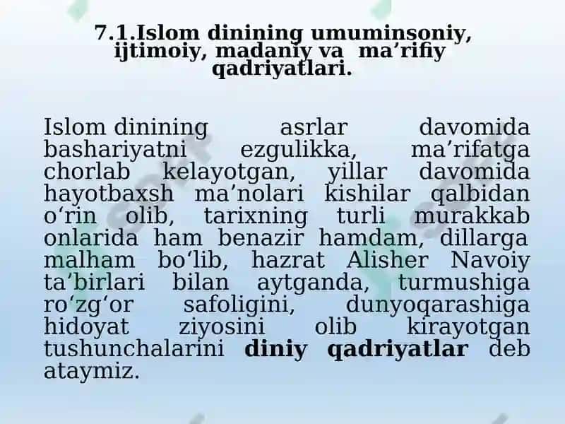 ISLOM QADRIYATLARI VA MA’RIFATI.  ISLOMDA IQTISODIY MUNOSABATLAR 3