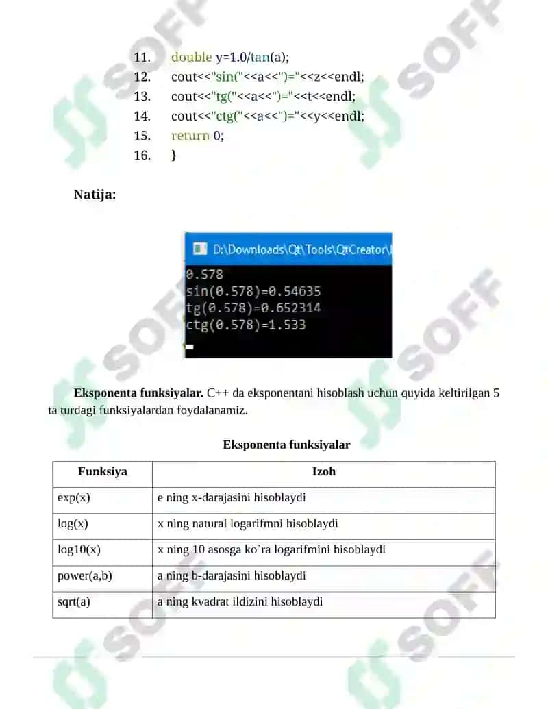 Matematik funksiyalardan foydalanib dasturlar tuzish. 3
