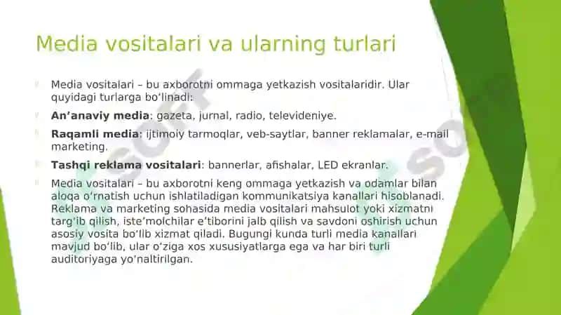 Media vositalarida reklama va marketing 3