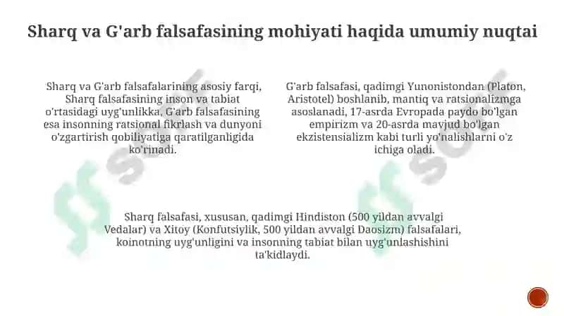 Sharq va G'arb falsafasining muqobil jihati 3