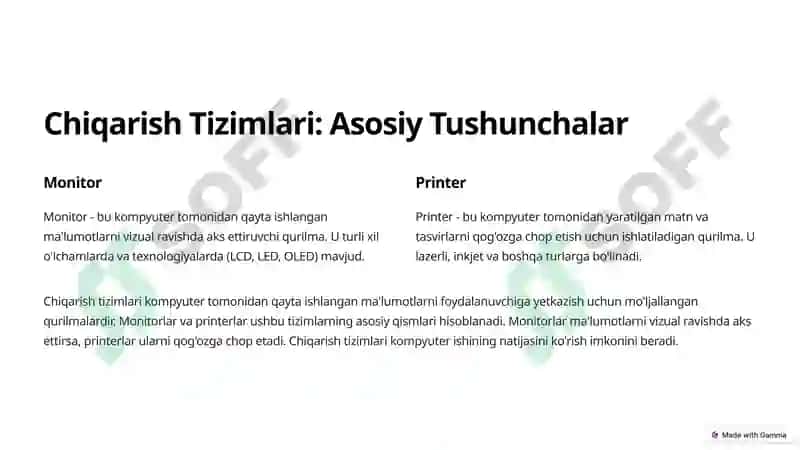 Kompyuterga Ma’lumotlarni Kiritish-Chiqarish Tizimlari 3