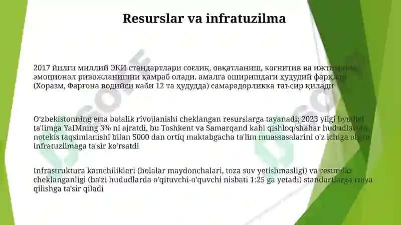 O'zbekistonda ilk va maktabgacha yoshdagi bolalar rivojlanishiga qo'yiladigan davlat talablari 3