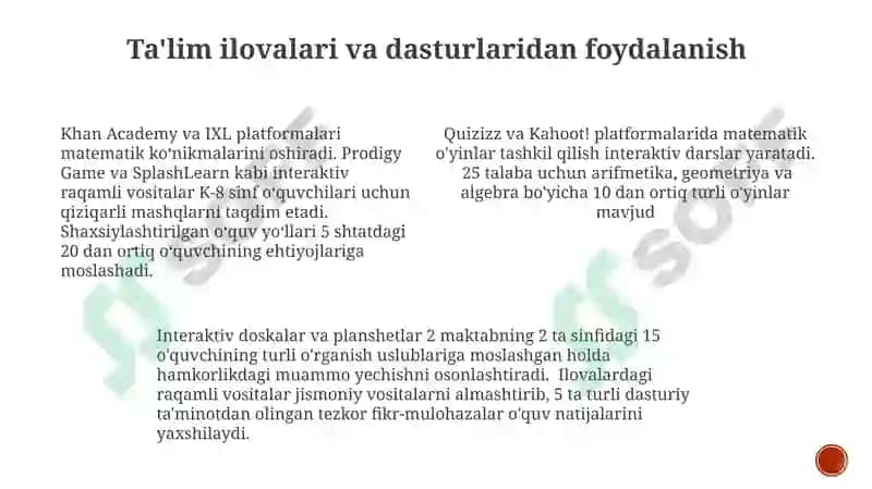 Matematik õyinlarni tashkil etish 3