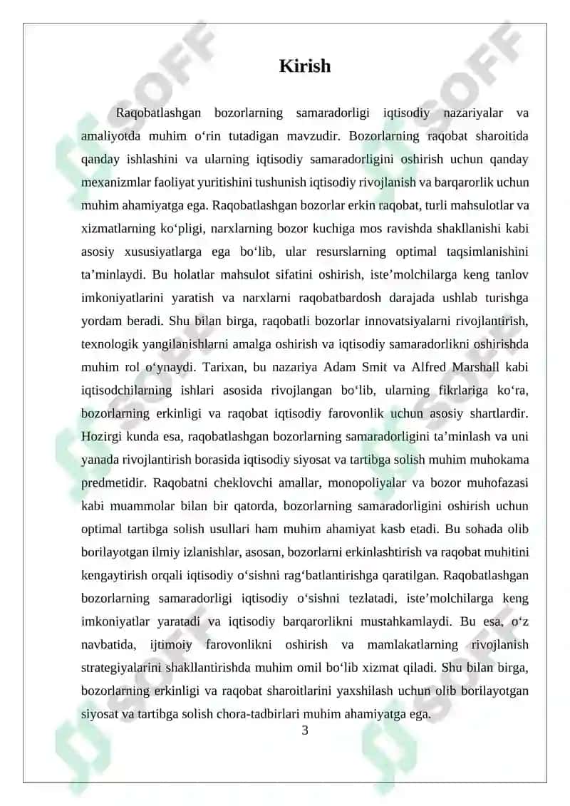 Raqobatlashgan bozorlarning samaradorligi 3