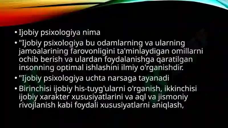 Pozitiv psixologiya yo’nalishi va uning maqsadi 3
