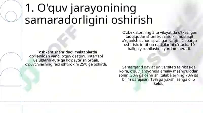 O'quv jarayonida fanlar bo'yicha ma'ruza, amaliy mashg'ulot va mustaqil ta'limni tashkil etish 3
