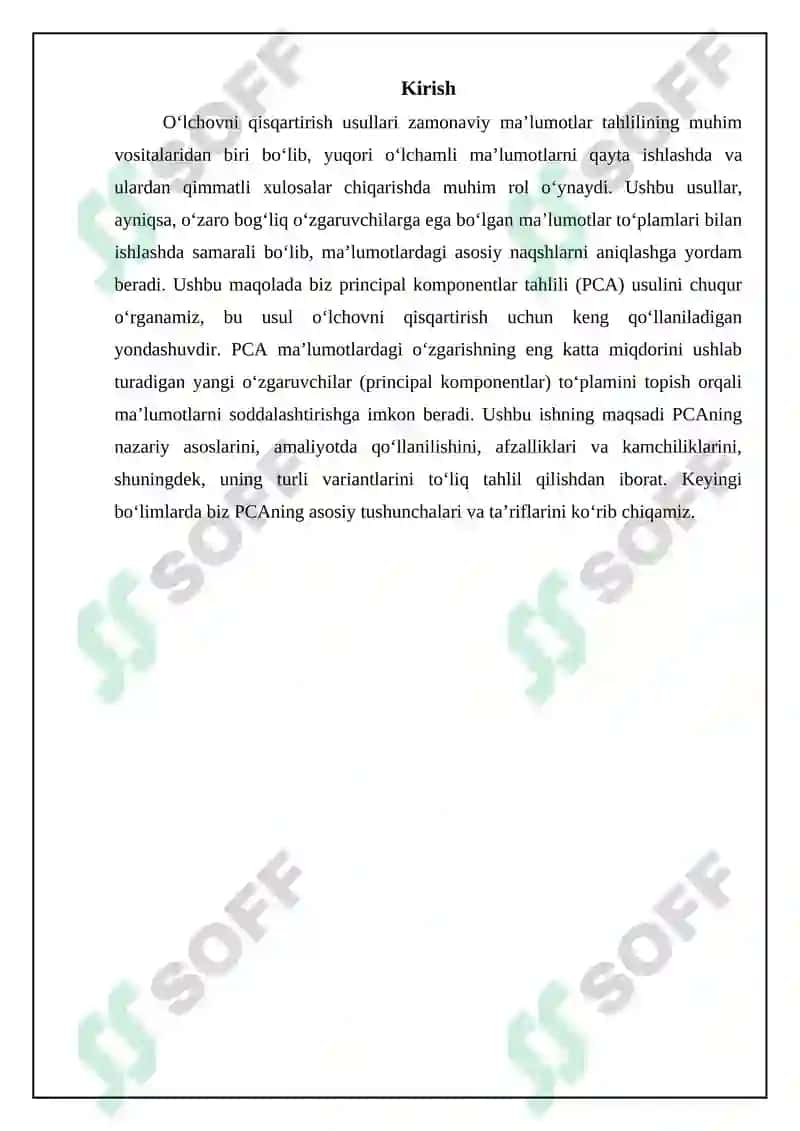 PCA: Asosiy tushunchalar va matematik asoslar 3