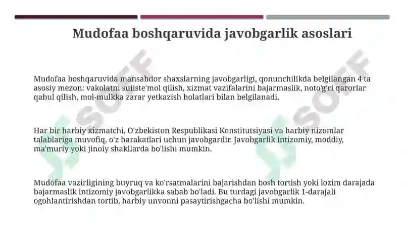 Mudofaa boshqaruvida javobgarlik 3