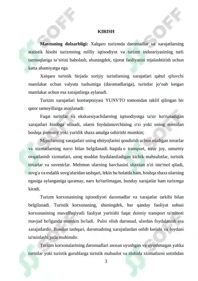 Turistik faoliyat harajatlari va daromadlari 3