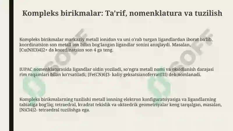 Kompleks birikmalar 3