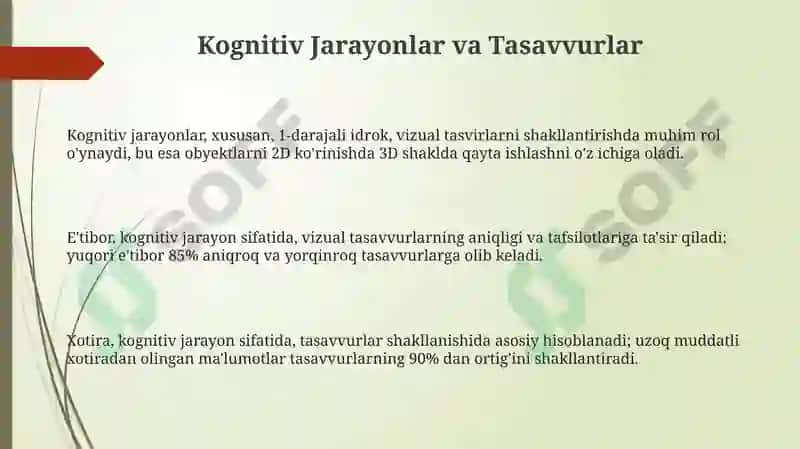 Kognitiv va Hissiy Jarayonlar Tasavvurlar Shakllanishida 3