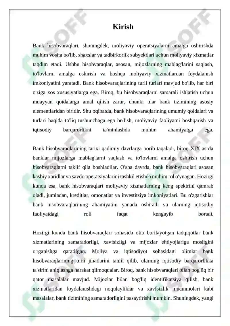 Bank hisobvaraqlarining umumiy qoidalari va turlari 3