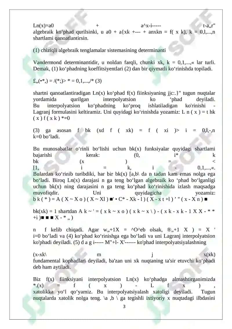 Funksiyalarni Nyuton formulalari yordamida approksimatsiyalash va egri chiziq yasash 3