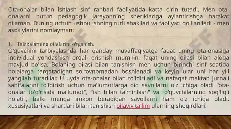 Guruh rahbarining ota onalar bilan olib boriladigan ish shakllari 3