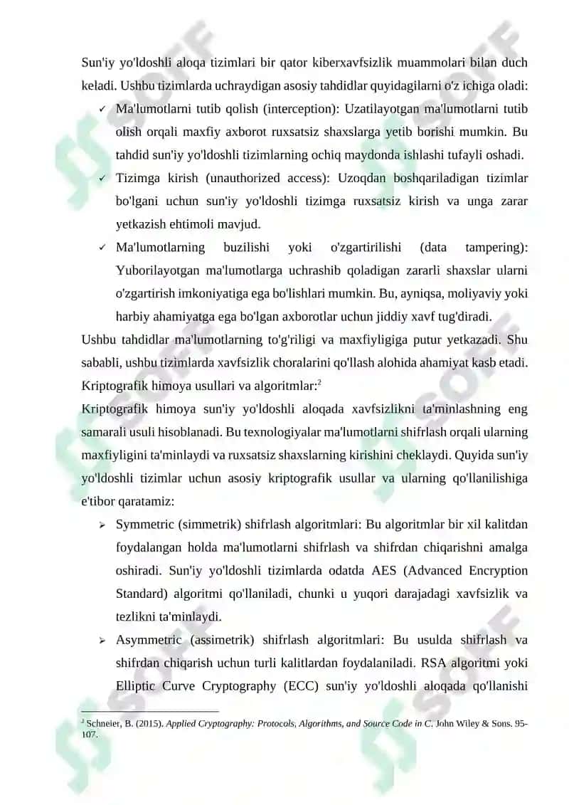 SUN’IY YULDOSHLI ALOKADA KRIPTOGRAFIK XIMOYANING AXAMIYATI 3