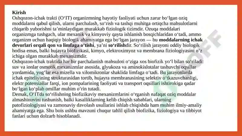 Oshqozon-ichak traktida sorilishning biofizikaviy mexanizmlari. 3