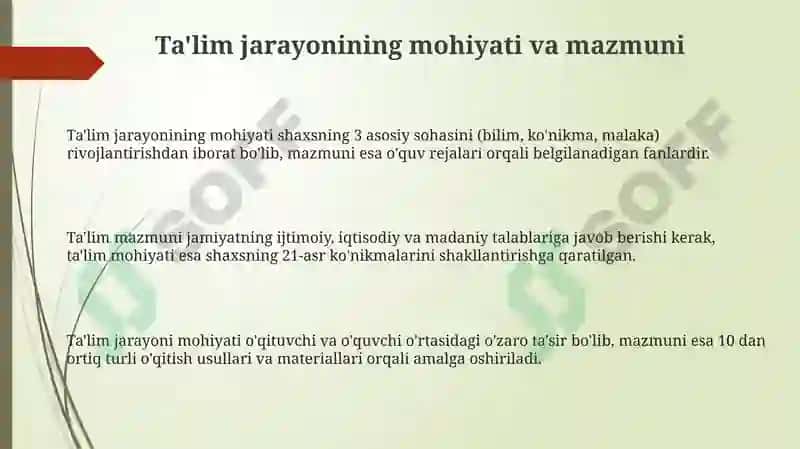 Ta'lim jarayonining mohiyati va mazmuni 3