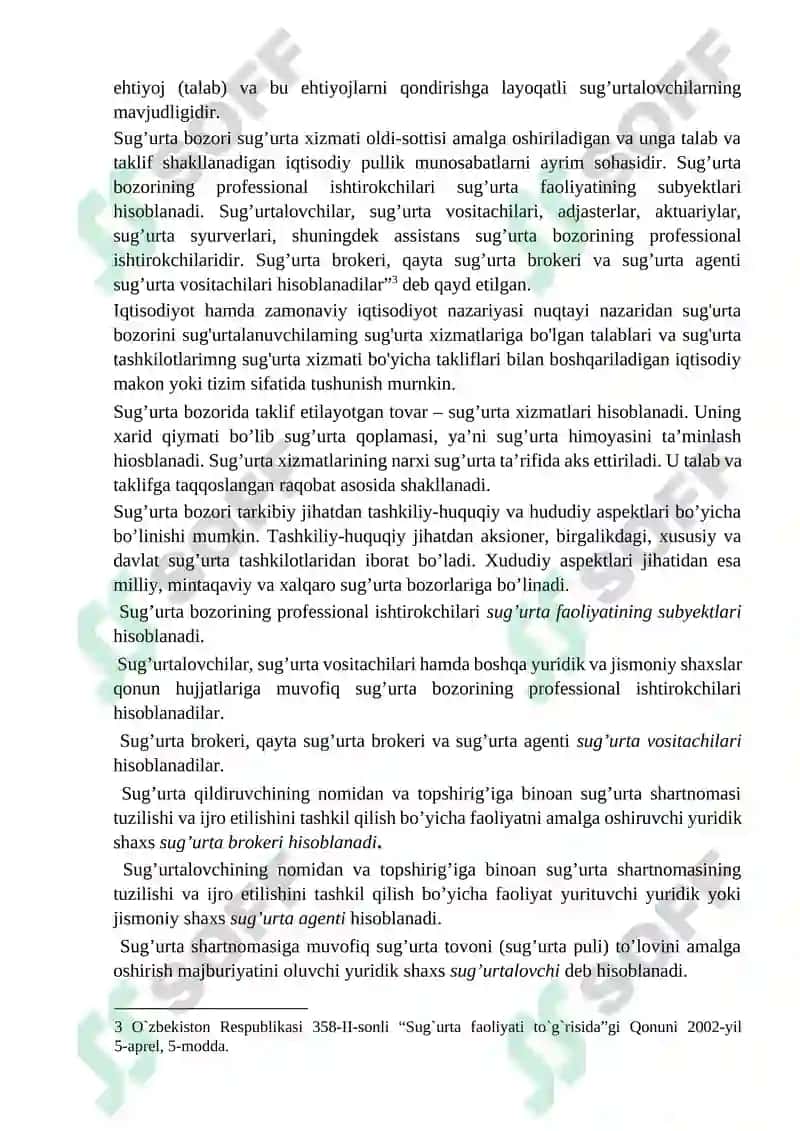 Sug’urta faoliyatining nazariy-huquqiy asoslari 3