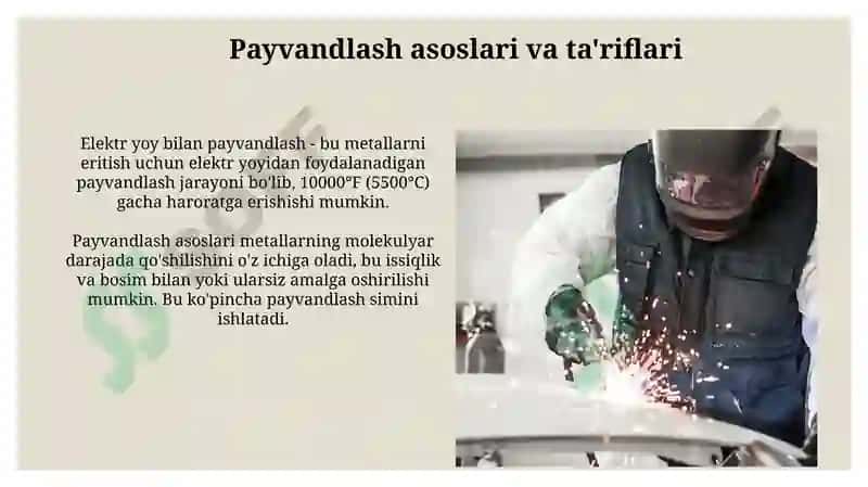 Detallarni elektr yoyi vositasida payvandlash yoʻli bilan tamirlash 3